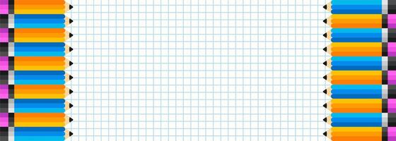 Pencils lined up on paper background. Back to school concept illustration vector