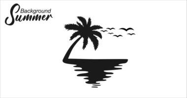 Illustration of a background for Summer Holidays, with a palm tree and a sunset vector