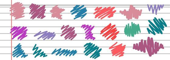Background with abstract scribbles on paper. Complex and chaotic texture. Wavy background. Colorful tangled pattern. Elements for design vector