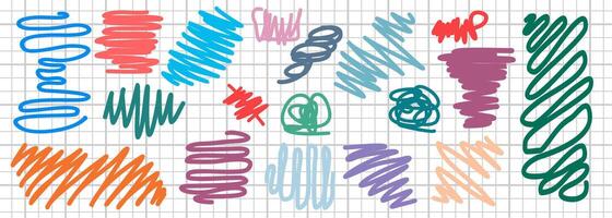 Background with abstract scribbles on paper. Complex and chaotic texture. Wavy background. Colorful tangled pattern. Elements for design vector