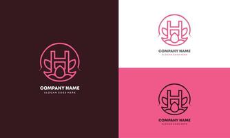 Creative Letter H Lotus Flower logo design template Pro and Pro SVG vector