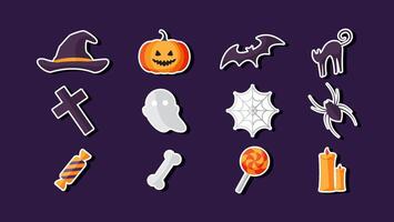 Halloween graphic elements - pumpkins, ghosts, cat, candy and others. Halloween element set. vector