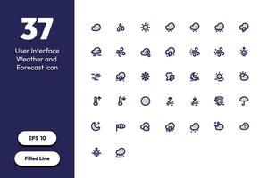 Weather and Forecast icon in Filled line Style vector