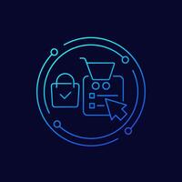 click and collect icon, linear design vector