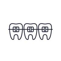 braces and teeth line icon on white vector