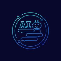AI chat bot icon, Artificial intelligence linear design vector