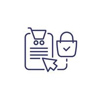 click and collect line icon on white vector