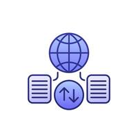 Global data exchange icon with outline vector