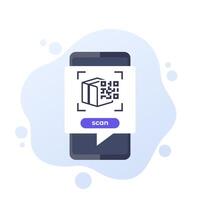 parcel QR code scanning, icon with a smart phone vector