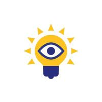 light bulb and eye icon in flat design vector