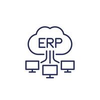 ERP software solutions line icon with a cloud vector