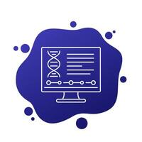 bioinformatics line icon with a dna, vector