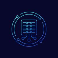 data to spreadsheet icon, linear design vector