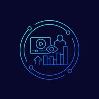Views analytics and metrics icon, linear design vector
