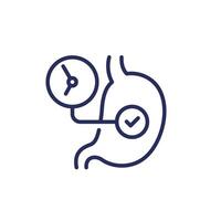 digestion, time to digest line icon with stomach vector