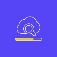 cloud search line icon with progress bar vector
