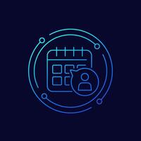 appointment icon with a calendar, linear design vector