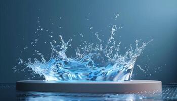 Podium water splash for the presentation of a product photo