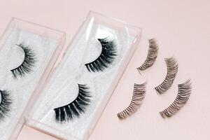 False decorative eyelashes on a white background. photo