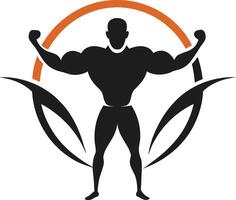 Gym fitness logo or label icon Sport bodybuilding concept illustration vector