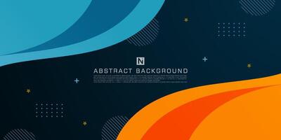 Dark blue and orange geometric business banner design. creative banner design with wave shapes and lines for template. Simple horizontal banner. Eps10 vector