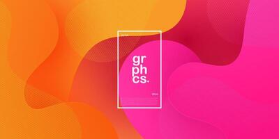 Colorful fluid shape on orange and pink gradient liquid background. Abstract 3d background Liquid style composition. Eps10 vector