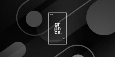 Abstract dark gray simple background with geometric shapes. Black and gray gradient background with trendy dynamic pattern design. Eps10 vector