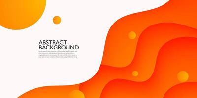 Abstract 3d banner wave design background. Abstract orange background with wavy line and shapes. Colorful orange color background with white space for text. Eps10 vector