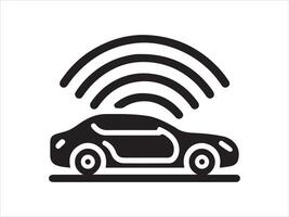 a black and white image of a car with a wireless signal vector