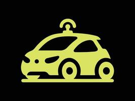 a yellow car with a wifi icon on it vector