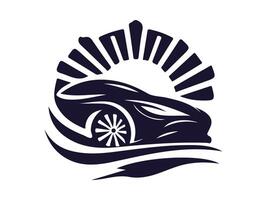 a car logo with the sun in the background vector