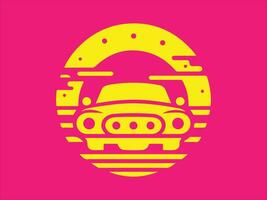 a car is in the shape of a donut on a pink background vector