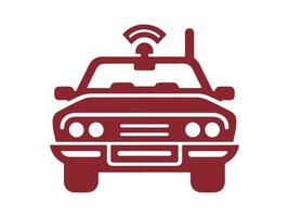 a red car with wifi antenna on the front vector
