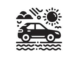 car icon, black and white illustration vector