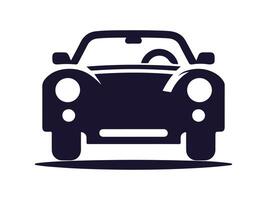 car icon on white background, black silhouette vector
