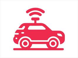 a red car with wifi connected to it vector