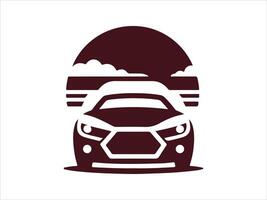 car icon on white background with sun and clouds vector
