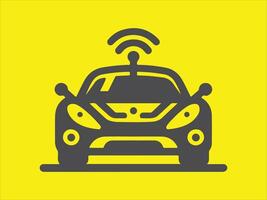 a yellow car with wifi on it vector