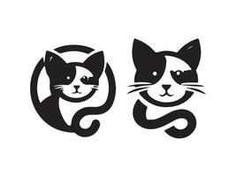 two black and white cat icons on a white background vector