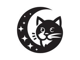 a black and white cat with stars on it vector