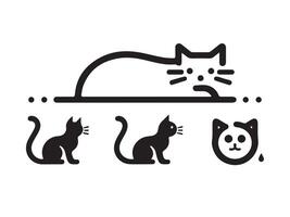a black and white illustration of a cat and a cat laying down vector