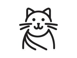 a black and white line drawing of a cat vector