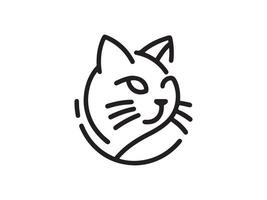 a black and white line drawing of a cat's head vector