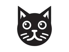 a black cat head with big eyes on a white background vector