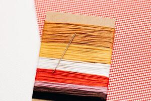 Muslin threads for embroidery and plastic canvas. photo
