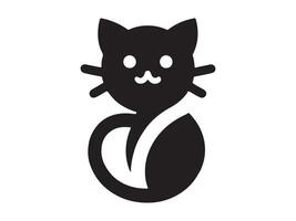 a black and white cat icon on a white background vector