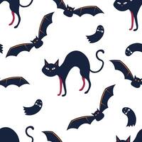 Halloween Cats and Bats Pattern vector
