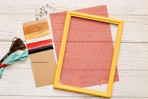 Muslin threads for embroidery and plastic canvas. photo