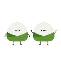 Delicious zongzi on white background. Duanwu Festival, date and wine's name written in Chinese calligraphy. Delicious zongzi icon. vector