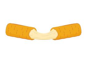 Mozzarella sticks . Mozzarella sticks on white background. Cheese stretch. vector